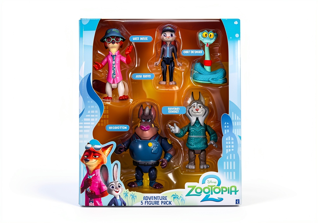 Zootopia 2 5-pack figures displayed in action poses
