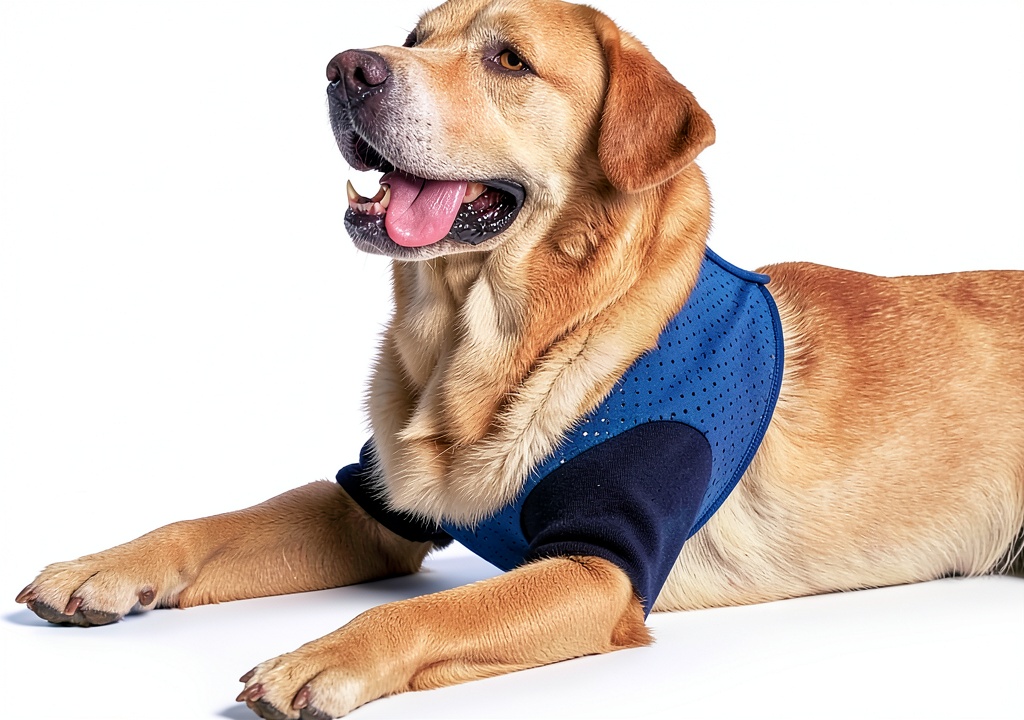 Hanfu Dog Recovery Sleeve in use on a medium-sized dog