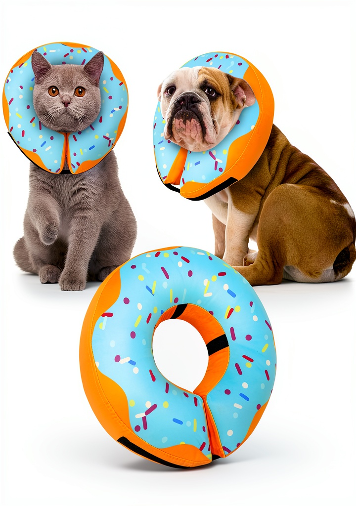 Inflatable dog collar in use