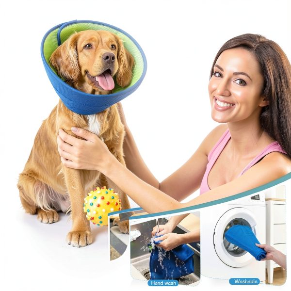 Fickte Soft Dog Cone Collar Green-Blue L+ Pet Supplies-4