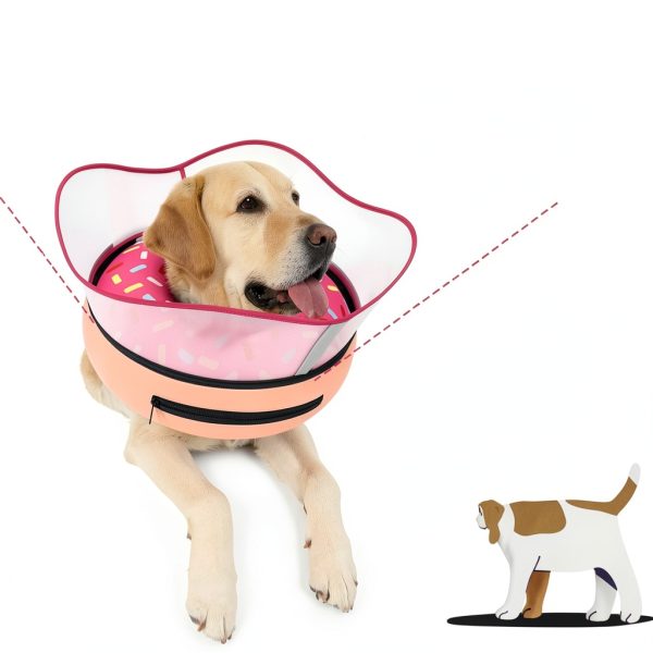 Supet Inflatable Dog Donut Collar 17 DonutPink L Detachable Shield-3