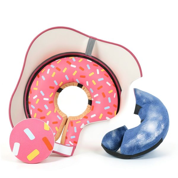 Supet Inflatable Dog Donut Collar 17 DonutPink L Detachable Shield-4