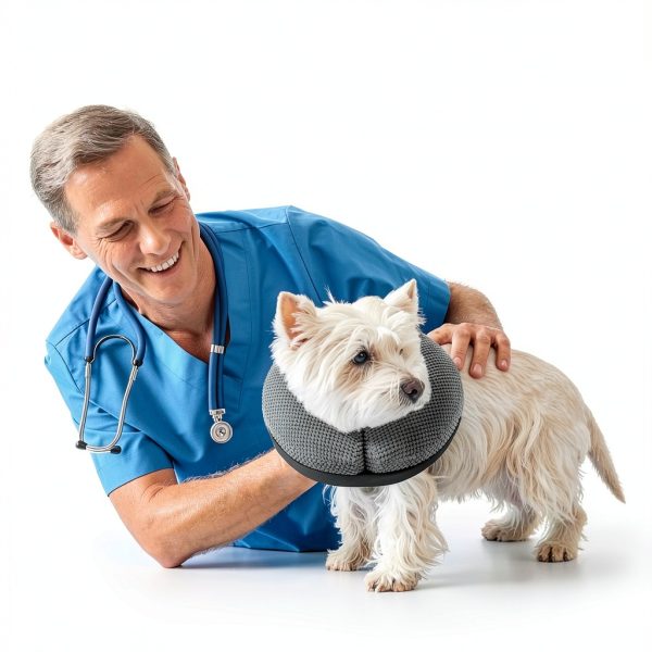 Loflaze Grey Inflatable Dog Donut Collar Soft Recovery Cone Adjustable-2