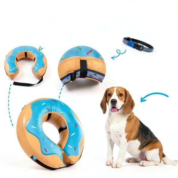 Dog Recovery Collar Inflatable Donut Cone by Grand Line Adjustable-4