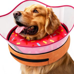 Supet Inflatable Dog Donut Collar 17 DonutPink L Detachable Shield-0