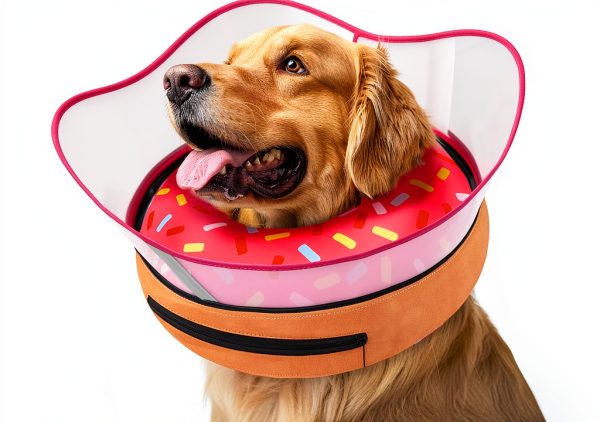Supet Inflatable Dog Donut Collar 17 DonutPink L Detachable Shield-0