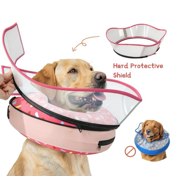 Supet Inflatable Dog Donut Collar 17 DonutPink L Detachable Shield-2