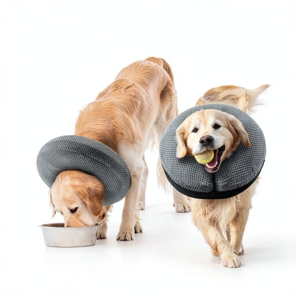 Loflaze Grey Inflatable Dog Donut Collar Soft Recovery Cone Adjustable-1