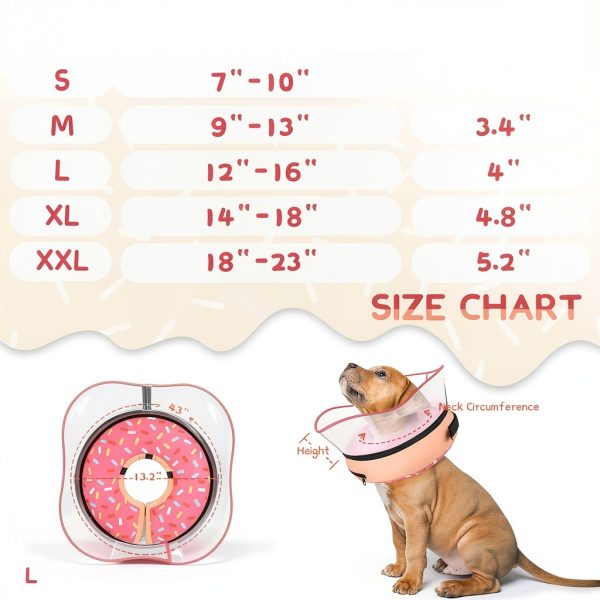 Supet Inflatable Dog Donut Collar 17 DonutPink L Detachable Shield-5