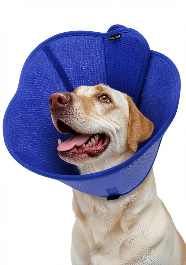 Vithael Dog Recovery Cone L Double‑Layer Soft Mesh Protective Collar-0