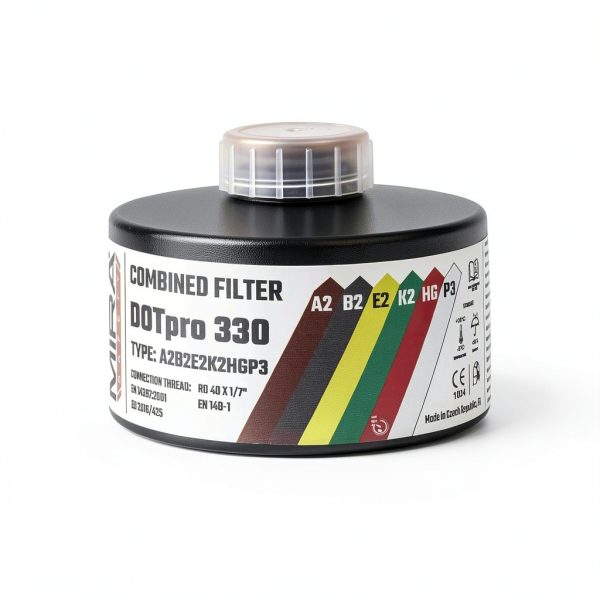 MIRA Safety - DotPro 330 - Industrial Grade Gas Mask Filter | A2 B2 E2 K2 HG P3 Filter Rating | Long Shelf Life | 40mm NATO Filter | Fits CBRN Gas Masks-2