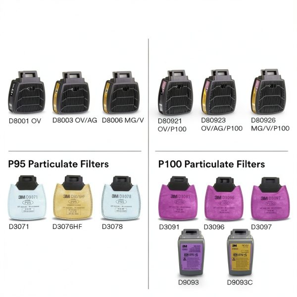 3M P100 Respirator Filter D3097 Secure Click Dual‑Flow Cartridge-7
